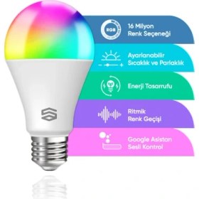 Resim Akıllı RGB LED Ampul Bluetooth 16M Renk, Ayarlanabilir Parlaklık 