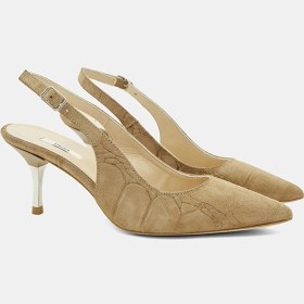 Resim Desa Kadın Vizon Kroko Desenli Sivri Burunlu Süet Stiletto 