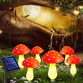 Resim Dış Mekan Güneş Mantarı Işıkları, LED Güneş Bahçe Dekoratif Çit Işıkları, 8 Aydınlatma Modlu Güneş Avlu Dekoratif Işıklar, Dış Mekan Bahçe Yolu Dekoratif Güneş Işıkları, 8 Mantar Dekoratif Işıklı 1 Set. 