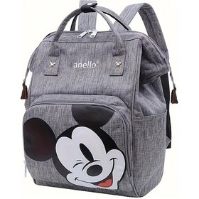 Resim Dream011 1pc Disney Mickey Anime Kırmızı Siyah Pembe Gri Mavi Naylon Sırt Çantası Gri Geniş Cep Elle Yıkama Günlük Seyahat Gri 