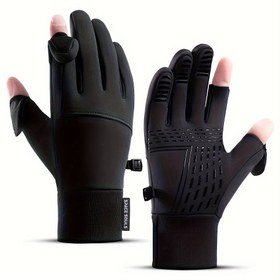 Resim Dokunmatik Ekran Uyumlu, Termal Parmaksız Eldivenler Erkekler ve Kadınlar İçin - Rüzgar Geçirmez, Soğuk Kötüye Karşı Bisiklet ve Koşu Eldivenleri, Açık Hava Spor Ekipmanları, Siyah, Dokunmatik Ekran Uyumlu 