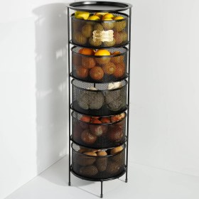 Resim Hepta Collection 5 Katlı Açılır Kapanır Paslanmaz Metal Sebzelik Yükseklik 94 cm -(Siyah) 