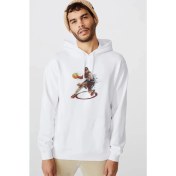 Resim Qivi Basketci Basketbol Spor Baskılı Beyaz Erkek Örme Kapşonlu Sweatshirt Uzun Kol 