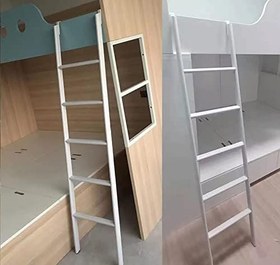 Resim Ayarlanabilir Metal Ranza Yatak Merdiveni Yedek Beyaz İkiz RV Merdiveni Çocuklar ve Yetişkinler için 50 "Yurt ve Ev Çatı Katı için Tırmanma Basamağı - Kolay Kurulum 
