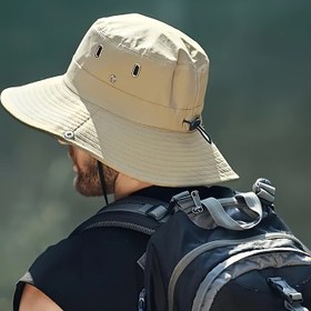 Resim Erkek Yaz Güneş Koruma Şapkası, Nefes Alabilen Çift Delik Tasarımı, Hafif Polyester, Moda Açık Hava Sporları ve Balıkçılık Şapkası, Ayarlanabilir Boyun Askısı, Elde Yıkanabilir - Yürüyüş ve Kamp için İdeal 