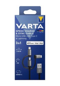 Resim Hızlı Şarj Ve Data Kablosu 3'ü 1 Arada Usb A Light/micro/type C 