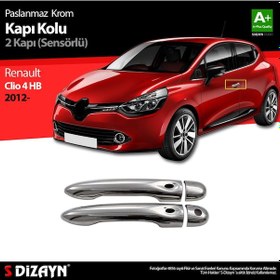 Resim S-Dizayn Renault Clio 4 Hb Krom Kapı Kolu 2 Kapı Sensörlü 2012 Üzeri 