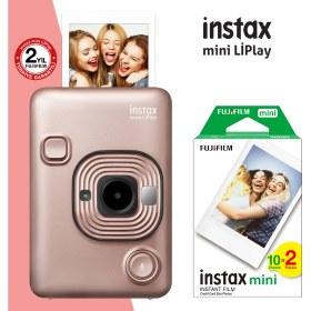 Resim Instax Mini Liplay Hybrid Stone White Şipşak Fotoğraf Makinesi Ve 20'li Mini Film 