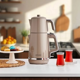 Resim Çay Makinesi Bej, Çok Renkli, Şık ve Kullanışlı Çay Demleme Cihazı 