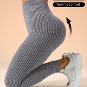 Resim Kadın Yüksek Belli Karın Kontrol Tayt - Tam Boy Egzersiz Pantolonu, Popo Kaldırıcı & Karın Kontrol Özellikli, Yüksek Esneklikli Atletik Yoga ve Spor Salonu Pantolonu 