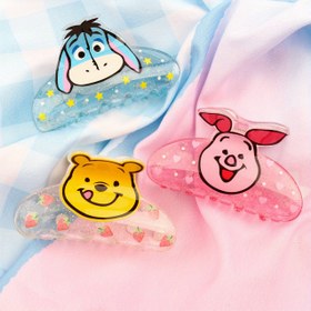 Resim 1 adet/3 adet Disney sevimli Winnie the Pooh şeffaf parlak pembe saç tokası, kalın saçlar için uygun. Sevimli çizgi film köpekbalığı klipsi, arka kafa klipsi, pençe klipsi. Arkadaşlar için zarif saç aksesuarı hediyesi 