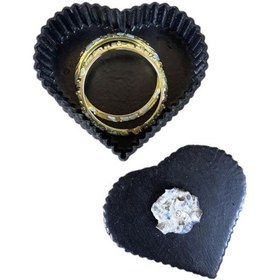 Resim Uretti - Hülya 6683 El Yapımı Kalpli Dekoratif Polyester Takı Kutusu - Şık Masaüstü Takı Organizer - Siyah 