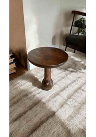 Resim Doğal Masif Ahşap Mantar Sehpa Ceviz Renk Tekli Yan Sehpa - Wooden Coffee Table Ceviz 