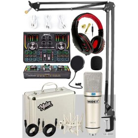 Resim Midex CX1 Titanium Set Efektli Ses Kartı Mikrofon Kulaklık Stand Kayıt Canlı Yayın (PC ve Telefon) 