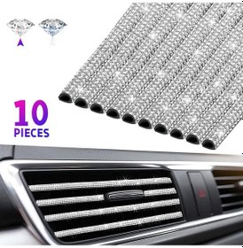 Resim Vkemall Parlak Araç Havalandırma Dekoru - 10 Adet Kristalli Pvc Şerit Beyaz 