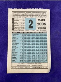 Resim 2 Mart 2006 Takvim Yaprağı - Nostalji Koleksiyonluk Takvim Yaprağı 