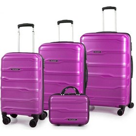 Resim Polo&sky Azra Model Mor Pp Kırılmaz 4'lü Kabin Boy + Orta Boy + Büyük Boy Makyaj Valiz Seti Mor 
