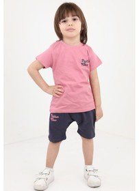 Resim Toontoy Erkek Bebek Baskılı Şortlu Takım Gülkurusu 