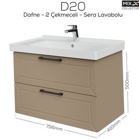 Resim Creavit D20 80 Cm İki Çekmeceli Lavabo Dolabı Dafne Lake Kapak Dafne 