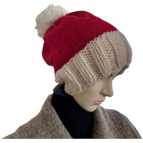 Resim Nvsisters Kırmızı-beyaz Örgü Kışlık Unisex Bere Beyaz - Kırmızı 
