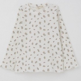 Resim Breeze Kız Bebek Pijama Takımı Çiçek Desenli Omuzu Düğmeli 9 Ay-3 Yaş, Ekru Ekru 