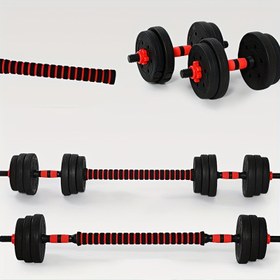 Resim 1 adet Evrensel PE (Polietilen) Dumbbell Bar, Siyah ve Kırmızı Köpük Tutma, Spor Salonu Ağırlık Kaldırma Ekipmanı, Fitness Barbell Aksesuarı 