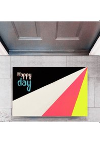 Resim Kapı Önü Paspası Dekoratif Dijital Baskı Happy Day P-2322 