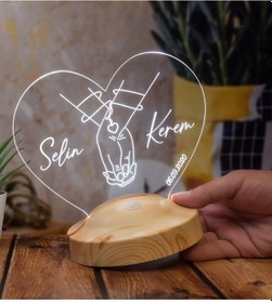 Resim Sevgiliye Hediye El Ele Tasarımlı Gece Lambası, Aşk Led Lamba, Yıldönümü Hediyesi, Yaratıcı Sevgili Hediyesi 