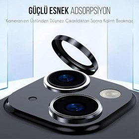 Resim Babilden İphone Alüminyum Alaşım Çerçeveli Tempered Glass Kamera Lens Koruyucu (iPhone 15 Siyah) 