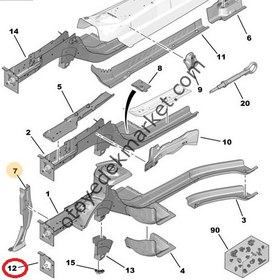 Resim PEUGEOT 301 SOL ŞASE UCU DARBE EMİCİ (ORJİNAL) 