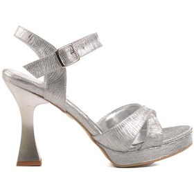 Resim Gümüş Simli Kadın Abiye Ayakkabı 448192 Z Gümüş Simli 