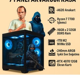 Resim RAMTECH BİLGİSAYAR PROXY Ryzen 7 7700 + RTX 4070 12GB + 32GB RAM + 1TB M.2 SSD | 7 Fanlı Akvaryum Gaming PC 