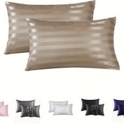 Resim Set of 2 Saten Yastık Kılıfı Saç ve Cilt için - Lüks Yumuşak, Serin ve Rahat - Yatak Odanızın Estetiğini Şık, Otel Gibi Bir Hissatla Yükseltin (Yastıklar Dahil Değildir) 