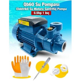 Resim Moonshop Mavi Qb60 Elektrikli Su Motoru 0.5Hp 1 Inç Bahçe Pompası 