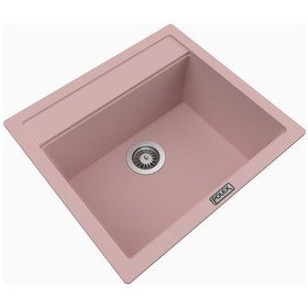 Resim Polex Cristalüx Granit Evye P-08 Pembe Tezgah Altı Ve Tezgah Üstü Kare Mutfak Evyesi 55.5x50 CM 