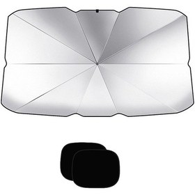 Resim Araba Ön Cam Teleskopik Katlanır Isı Yalıtım Şemsiyesi, Boyut: Büyük 2 Adet Yan Güneş Bloğu 