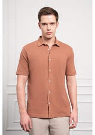 Resim Erkek Kiremit Trend Apaçi Yaka Dynamic Fit Kısa Kollu Gömlek 25ys004006460 Kiremit Kiremit 