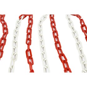 Resim Üstün 8 Mm Plastik Trafik Zinciri (KIRMIZI - BEYAZ) (25 METRE) 