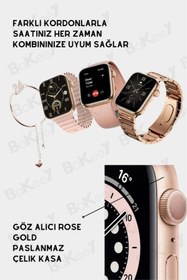 Resim Bakeey G9 Mini 3 Kordonlu Bileklik Hediyeli Kadın Akıllı Saat Android Ios Uyumlu Hediye Pembe Watch 8 9 