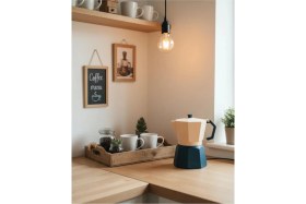 Resim Lycia Design Kahve Köşesi Özel Moka Pot Tasarım Abajur - Mutfak ve Cafe Için Dekoratif Lamba 