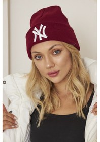Resim Eke Tekstil Bordo Unısex Ny Nakış Detaylı Yumuşak Dokulu Triko Bere Bordo 