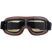 Resim Deri Sarılı Steampunk Tarzı Motosiklet Gözlükleri Vintage Bakır Kasklarkahverengi Çerçeve Kahverengi Camlar 