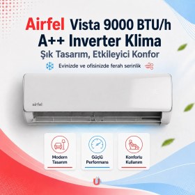 Resim Airfel Vista Serisi 2026 9.000 Btu/h A++ Inverter Klima R32 