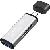 Resim CoverZone USB 3.0 Type-C Kart Okuyucu 3in1 USB OTG SD TF MicroSD Kart Okuyucu 