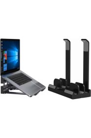 Resim McStorey Laptop Dikey ve Eğimli Stand 3 Slotlu Ayarlanabilir Pvc Tpu Alaşım Masaüstü Organizer Telefon Tablet 