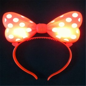 Resim Kuzey Oyuncak Kırmızı Işıklı Taç Red Headband LED Light Kırmızı Minnie Mouse Işıklı Taç Kırmızı Miki Taç Parti Tacı 