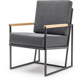 Resim Gaga Mobilya Ev Ofis Büro Bahçe Teras Kanepe Koltuk Berjer (AHŞAP KOL - ANTRASİT) 