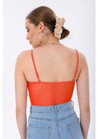 Resim Ceyss Design Astarlı İnce Askılı Tül Crop Büstiyer-nar Çiçeği Narçiçeği 