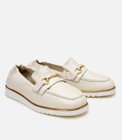 Resim Hotiç Kadın Deri Ekru Lastik Detaylı Tokalı Günlük Loafer 01ayh306220a400 Ekru 