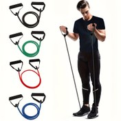 Resim 1 adet 5 Seviyeli Yoga Direnç Bantları Tutacaklı, Fitness Esneme İpi, Evde Egzersizler ve Güç Antrenmanı için, Pilates, Vücut Şekillendirme 